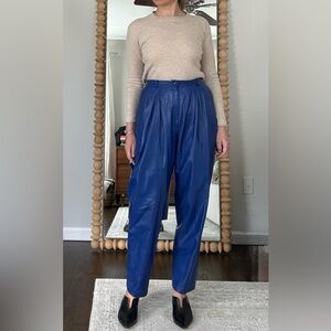 Vintage Modele Couture Royal Blue Leather Pants